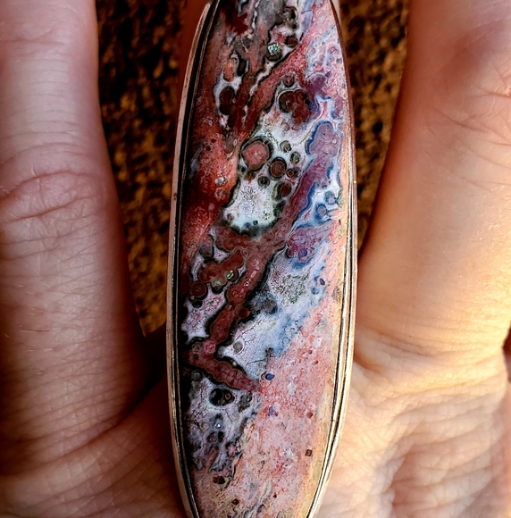 New Leopard Skin Jasper 925 Silver Statement Ring. - Picture 6 of 12